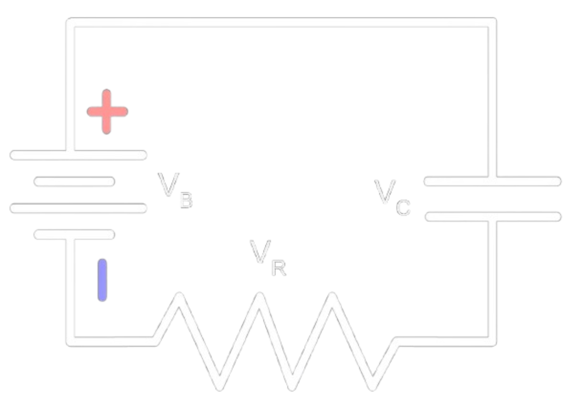 RC circuit labelled according to KVL